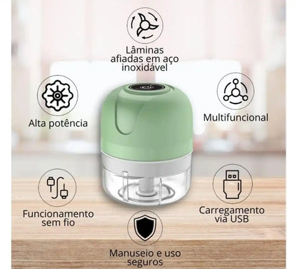 .  Recarregável USB - 250mlMini Processador Triturador Elétrico 3 Laminas
