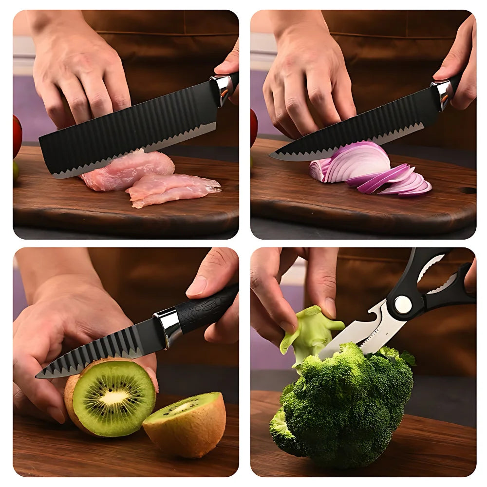 Kit de facas de churrasco profissionais pretas ou coloridas. Muito afiadas!