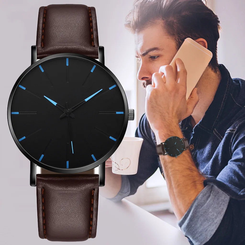 Relógios Quartz de luxo para Homens,  Pulseira de Couro. Classe, luxo  e bom gosto nesse produto.