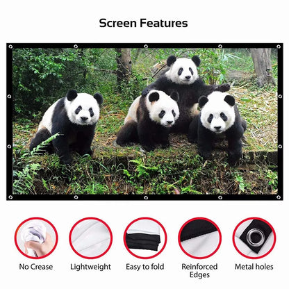 Salange Projector Screen Portable Projection Screen 100 Inch 120 Inch 150 Inch 16:9,Outdoor Movie Screen For Travel Home Theater