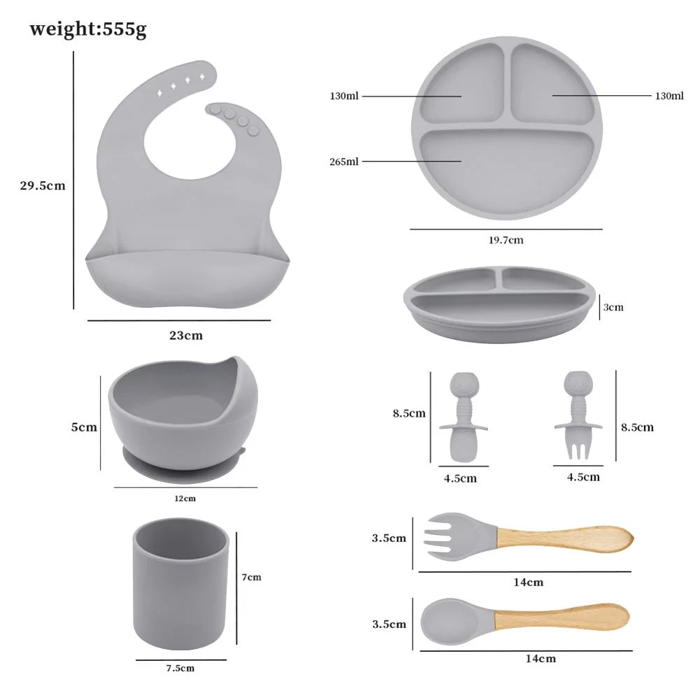 Prato de silicone Infantil anti-desperdício de alimentos! Bonito, prático e seguro!