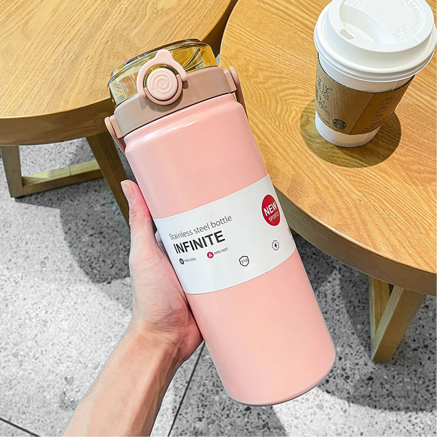 Large Capacity Thermos Bottle with Straw Stainless Steel Thermal Water Bottle Keep Cold Hot Thermos Cup Portable Vacuum Flask