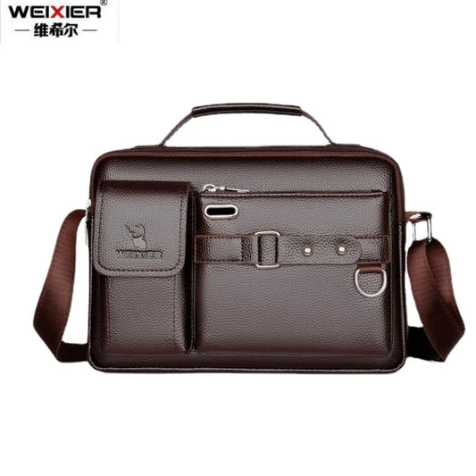WEIXIER Fashion Men's Shoulder Bag Business Man Crossbody Bags PU Leather Male Handbag Briefcase Travel Messenger Bag Mens Bags