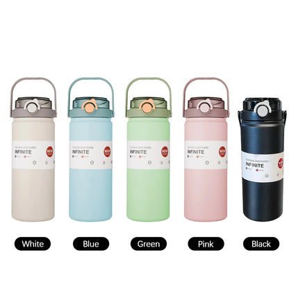Large Capacity Thermos Bottle with Straw Stainless Steel Thermal Water Bottle Keep Cold Hot Thermos Cup Portable Vacuum Flask