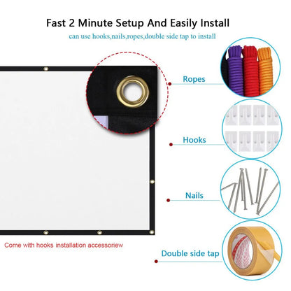 Salange Projector Screen Portable Projection Screen 100 Inch 120 Inch 150 Inch 16:9,Outdoor Movie Screen For Travel Home Theater